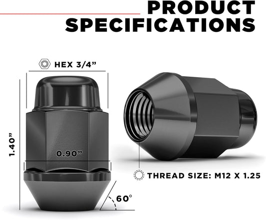 12X1.25 ACORN BULGE LOCKS 4 PK  LOCKS