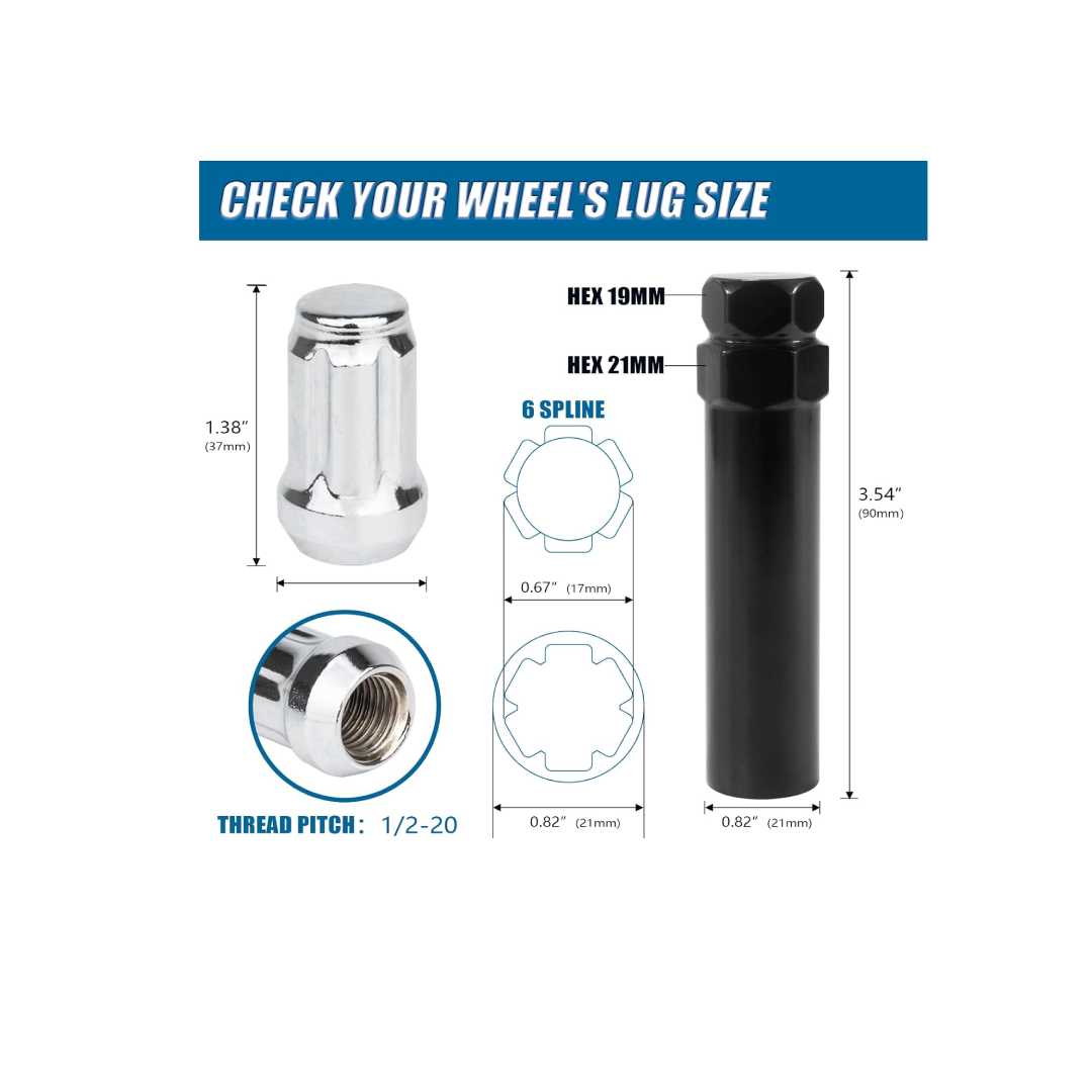 1/2 SPLINE LUG NUT KITS 3/4 HEX 20 PK