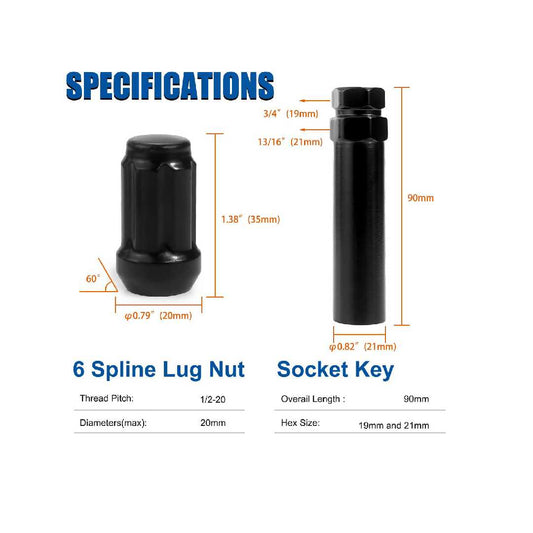 1/2 SPLINE KIT BLACK 3/4 HEX 20 PK
