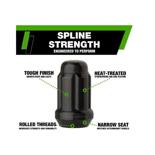 12X1.5 SPLINE KIT BLACK 3/4 HEX 24 PK