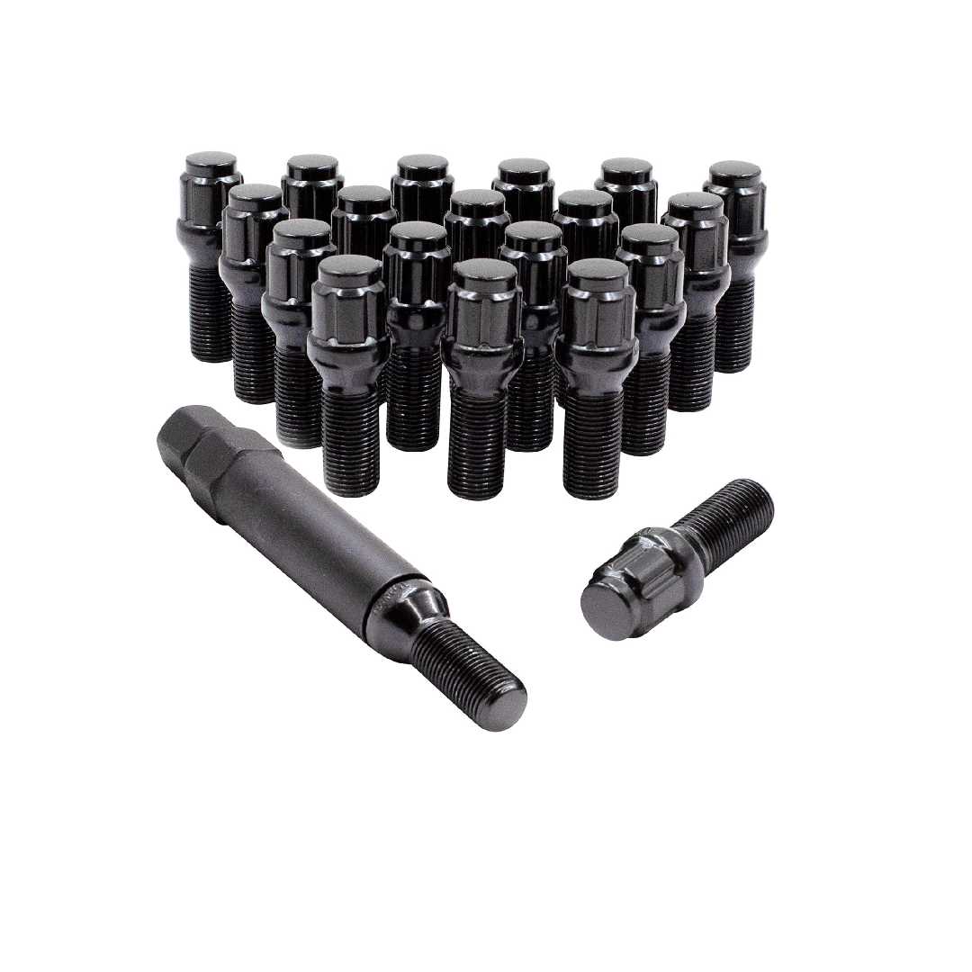 12X1.5 SPLINE LUG BOLT BLACK KITS 33MM 20 PK