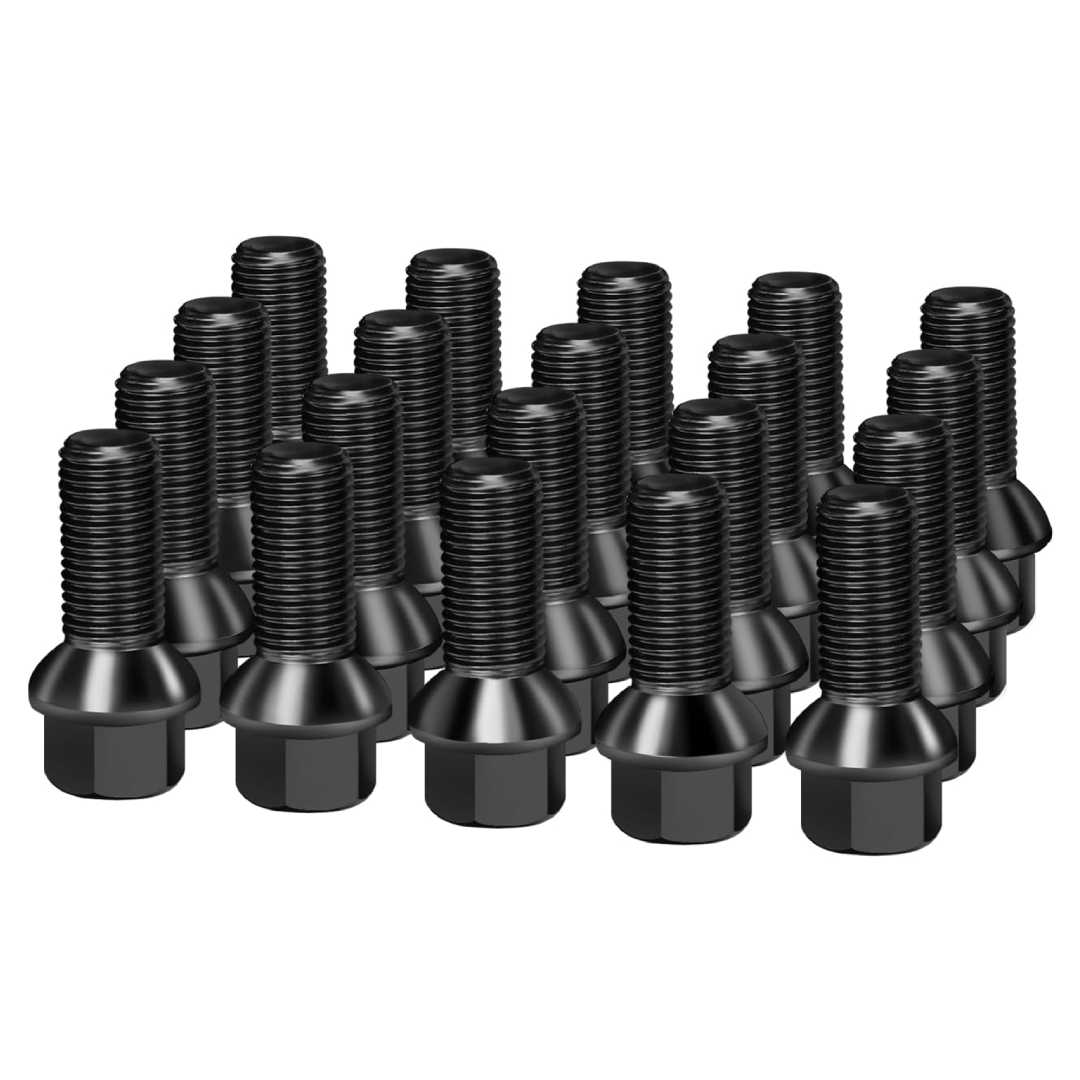 12X1.5 SPLINE LUG BOLT BLACK KITS 27MM 20 PK