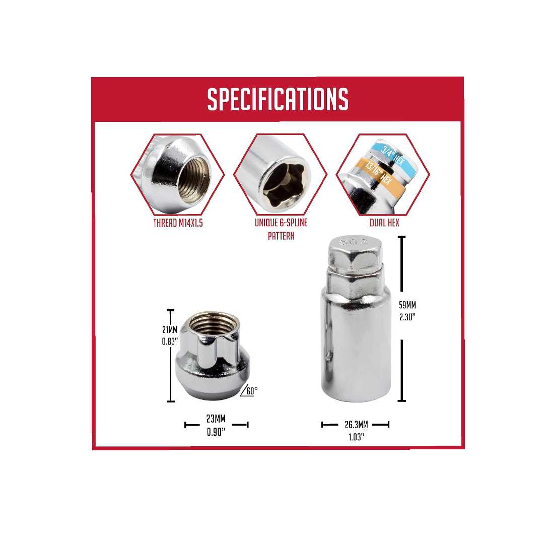 14X1.5 OPEN ACORN LOCKS 4 PACK  LOCKS