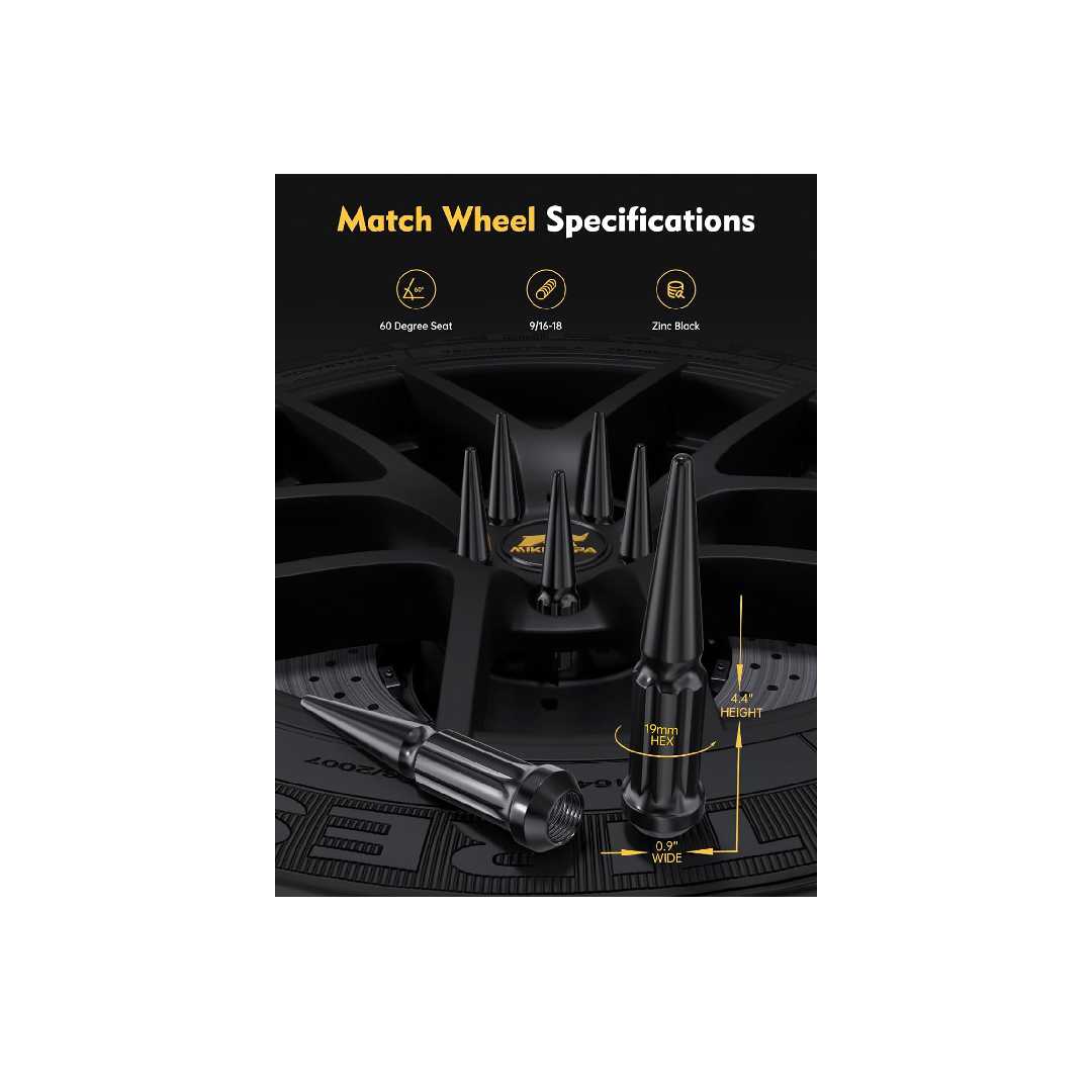 SPIKE LUG NUT 9/16 32+1 BLACK   SPIKE KIT